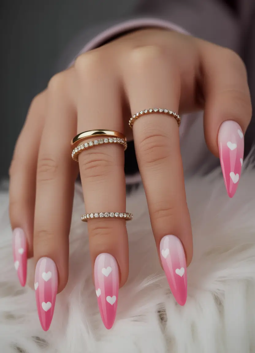 summer pink nails ideas 2025 Pink Ombré Hearts That Melt You