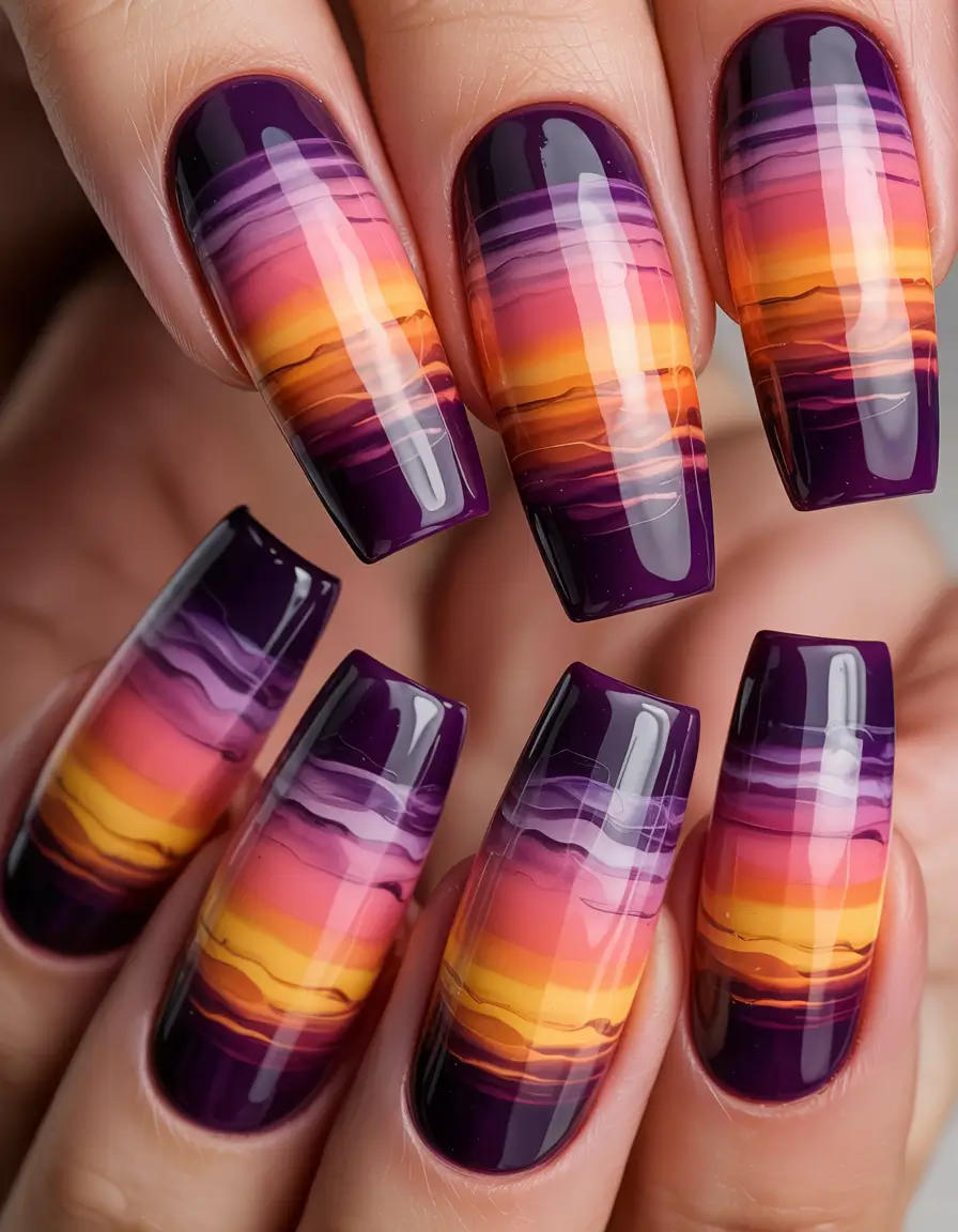 Sunset Gradient Nails for Summer 2025 Ultra Violet Horizon