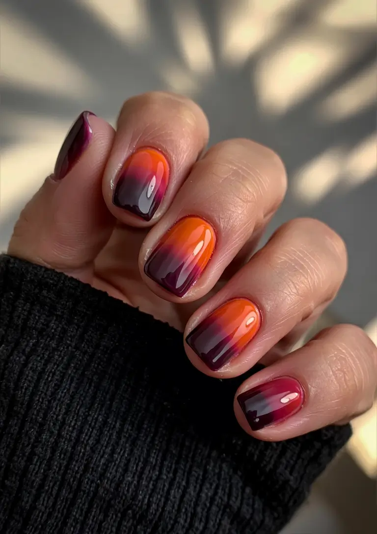 Sunset Gradient Nails for Summer 2025 Desert Flame with a Hint of Drama