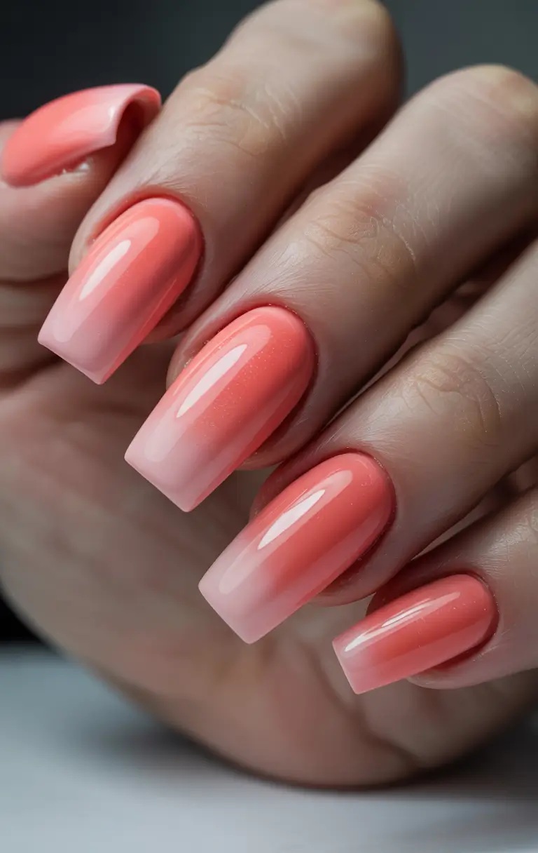 Sunset Gradient Nails for Summer 2025 Cantaloupe Smoothie Ombre