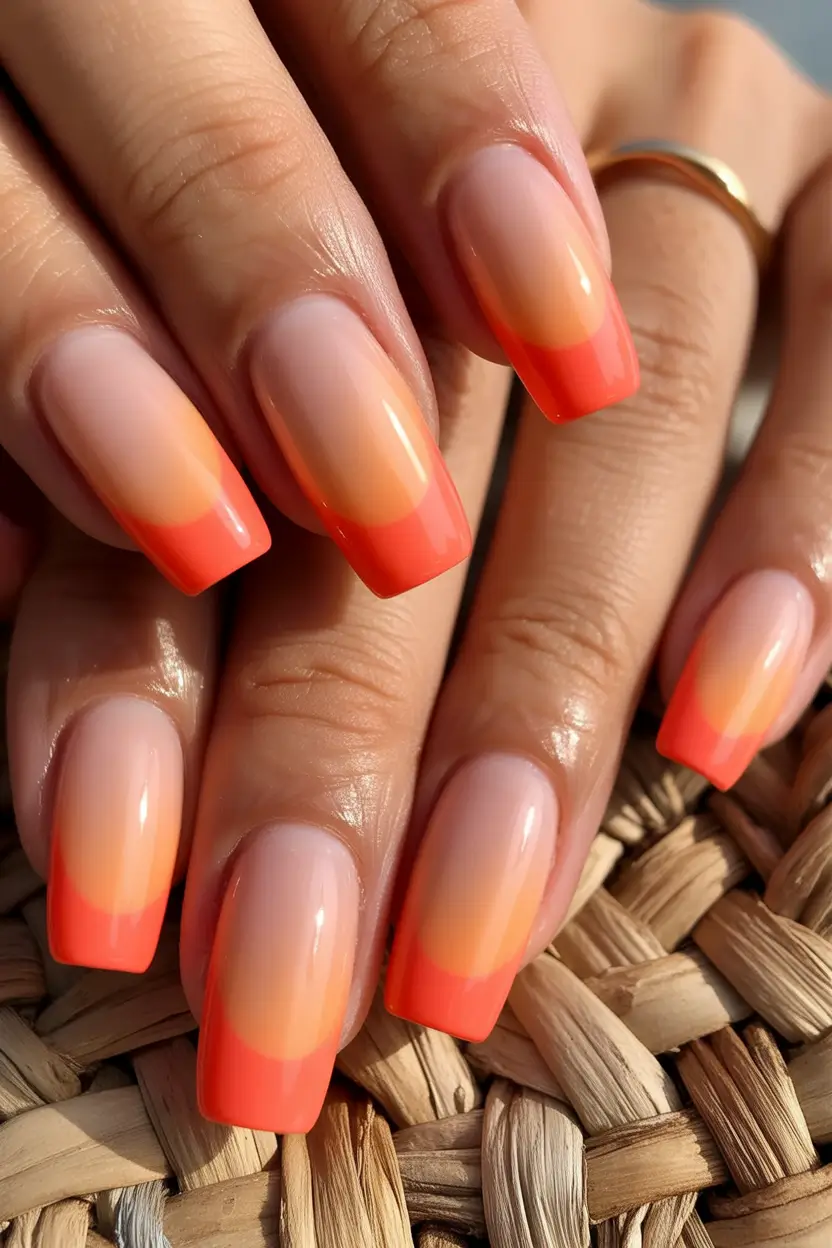 Sunset Gradient Nails for Summer 2025 Minimalist Peach Sunset French