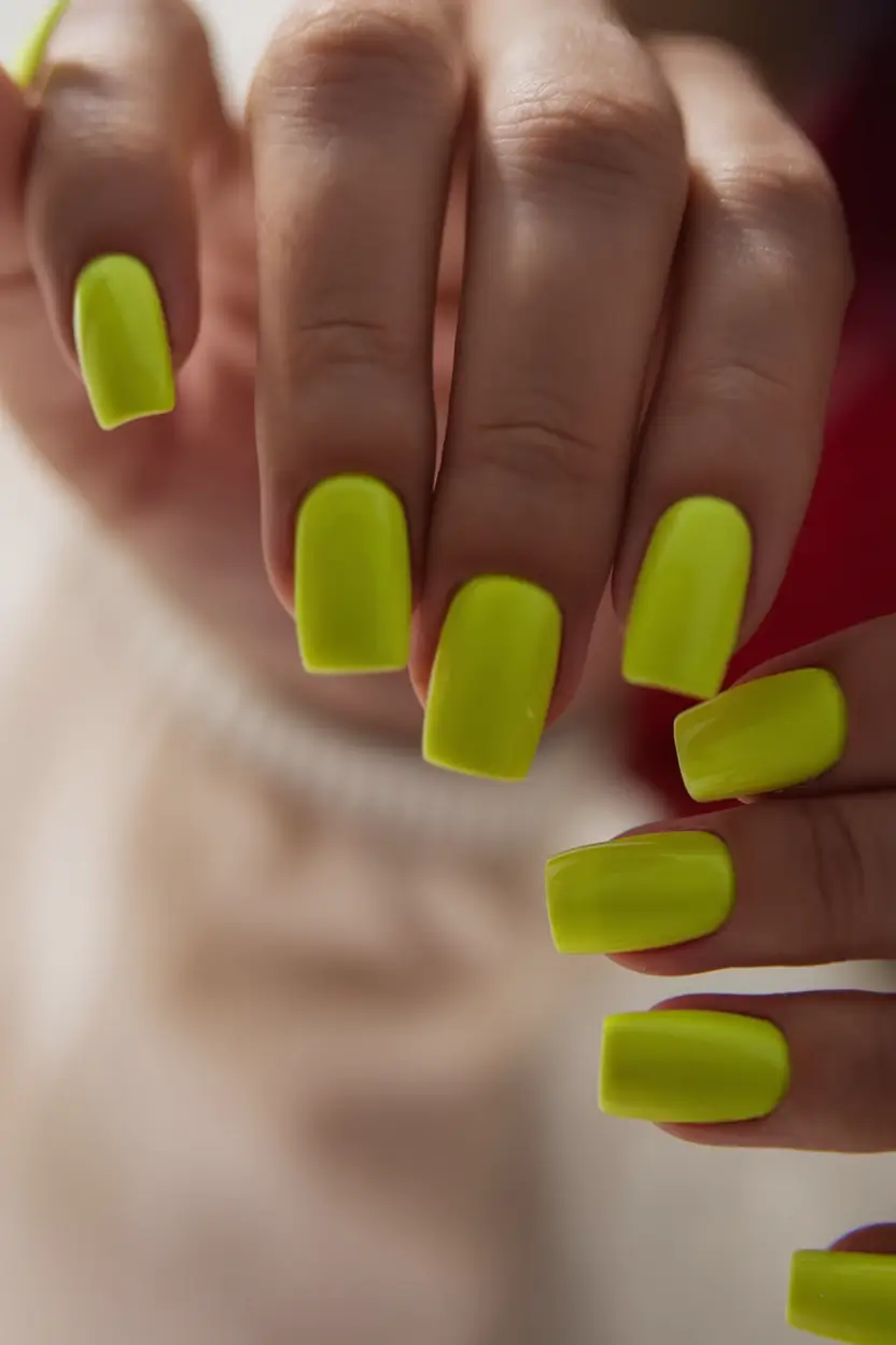 Top Nail Colors for Summer 2025 Lime Shock Statement