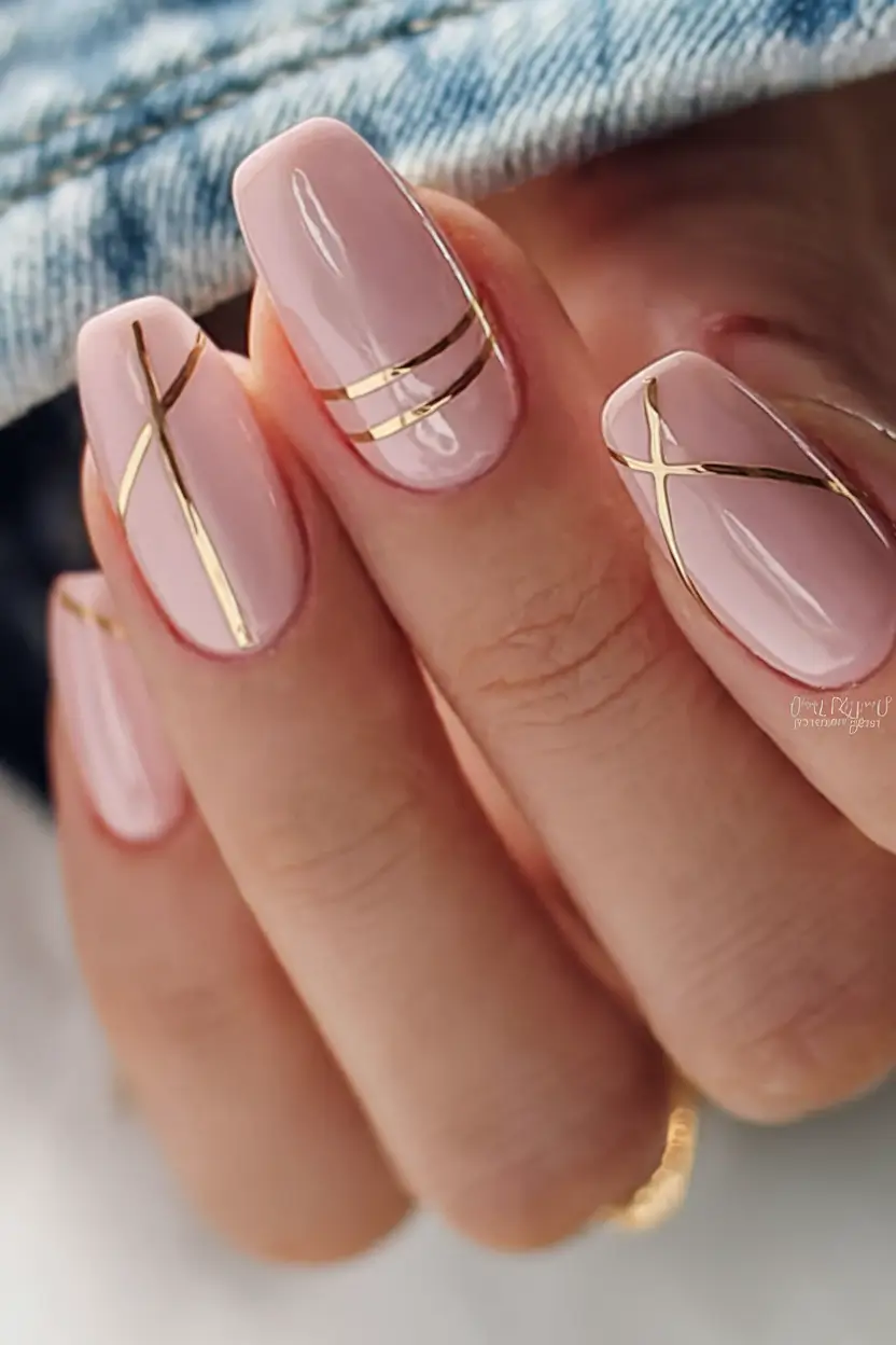 Top Nail Colors for Summer 2025 Blush Chrome Line Art
