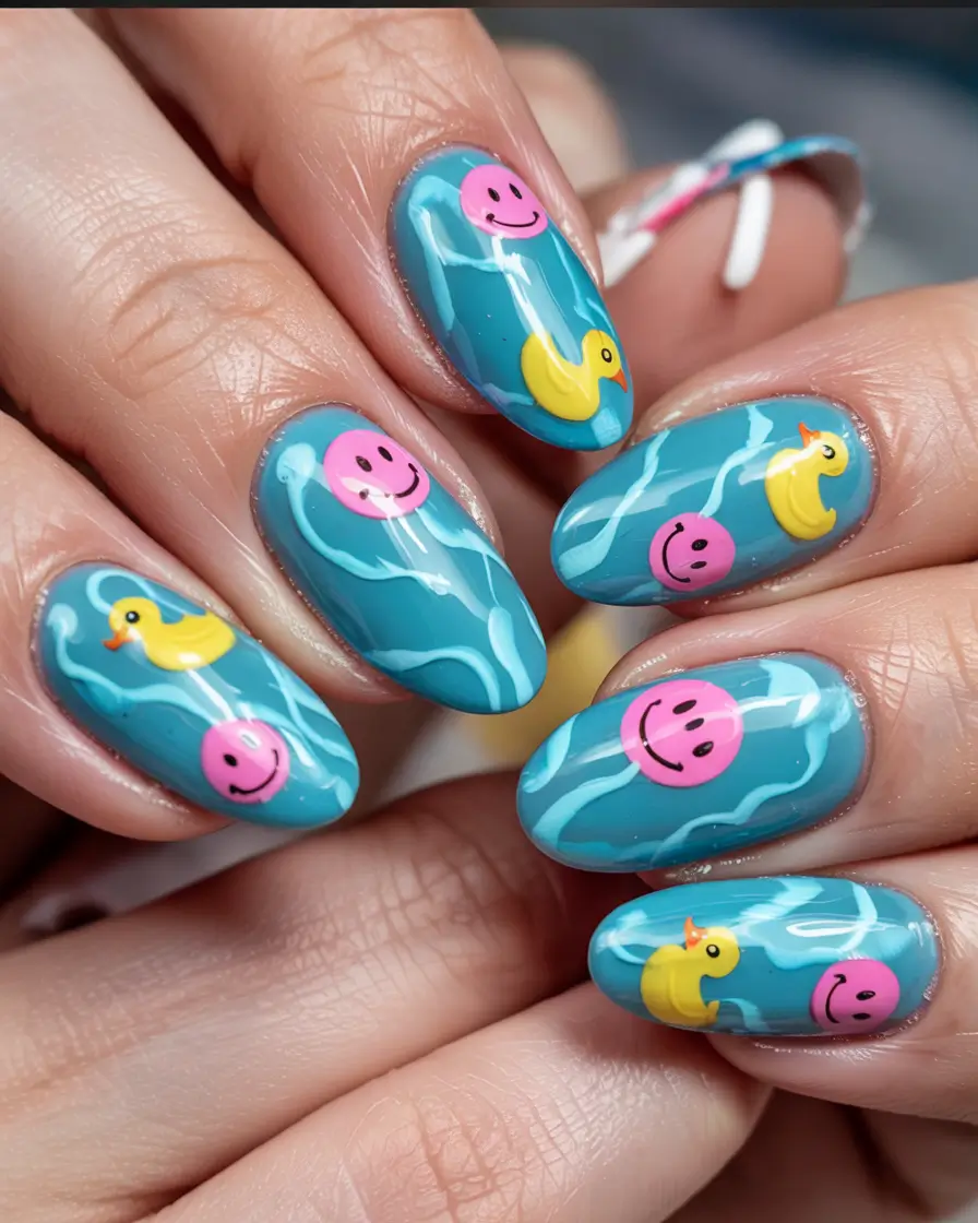trendy nail ideas to wear this june 2025 Smiley Ducks in the Pool