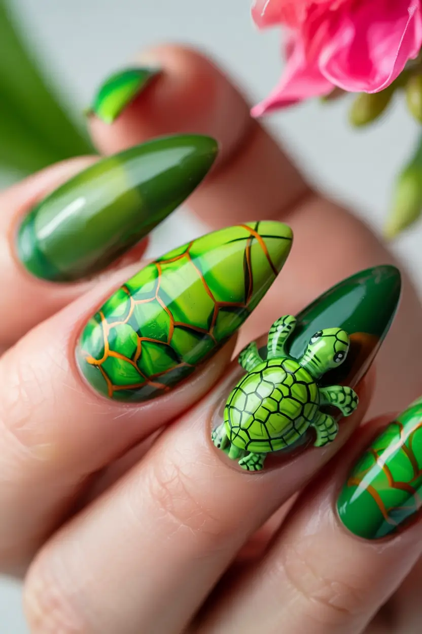 trendy nail ideas to wear this june 2025 Sea Turtle Safari