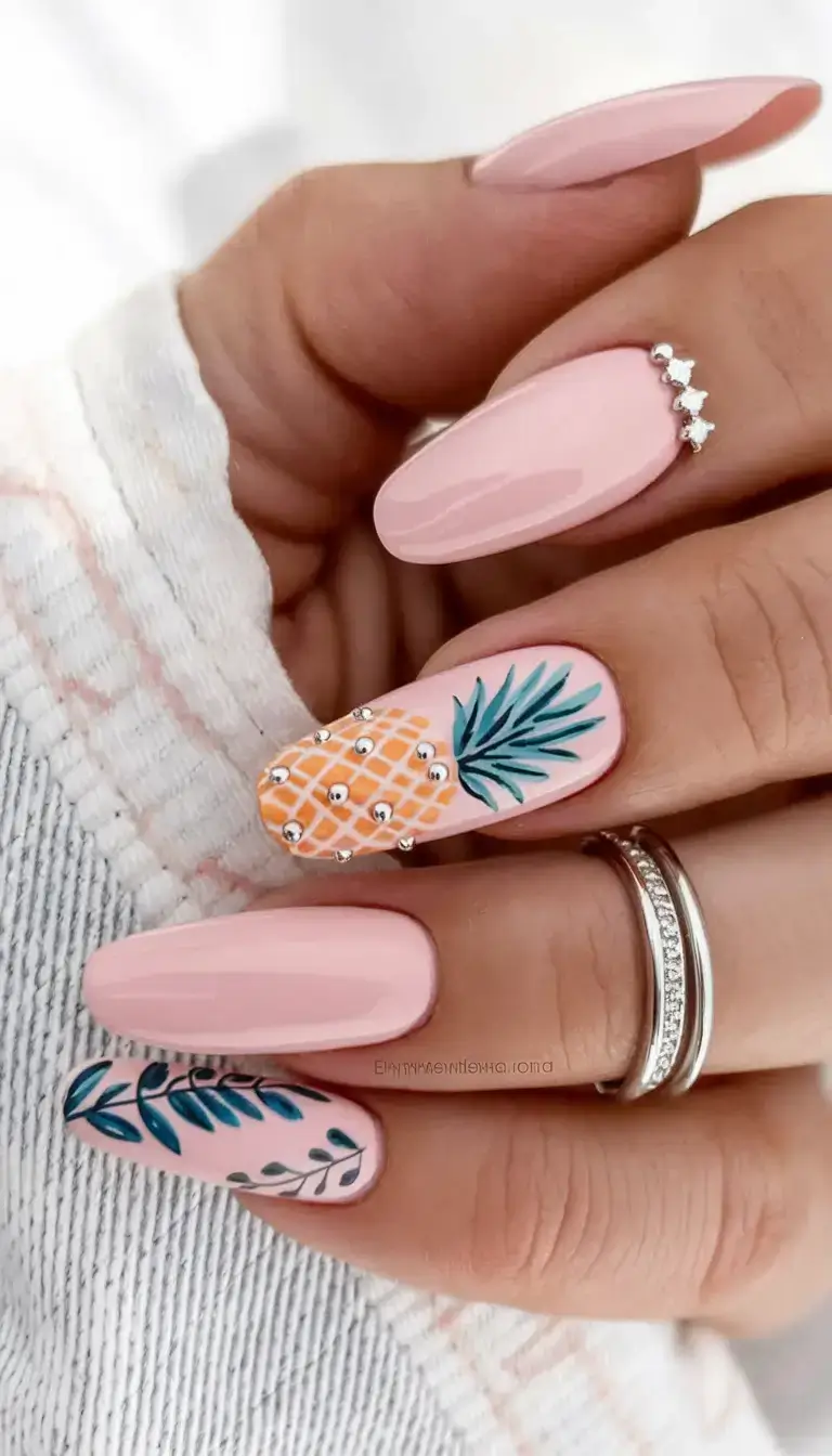 trendy nail ideas to wear this june 2025 Blush Pineapple Punch