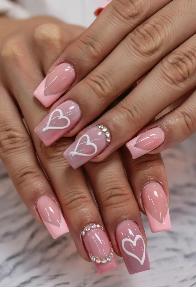 trendy nail ideas to wear this june 2025 Pink Hearts & Crystals