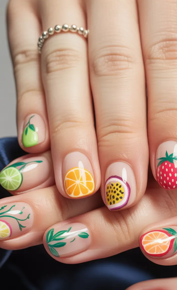Tropical Fruit Nail Ideas for Summer 2025 Juicy Citrus Picnic