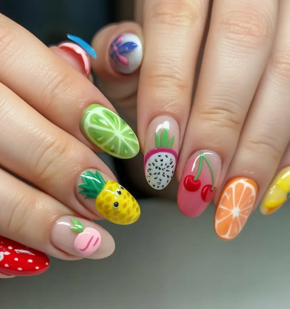 Tropical Fruit Nail Ideas for Summer 2025 Fruit Salad Fantasy