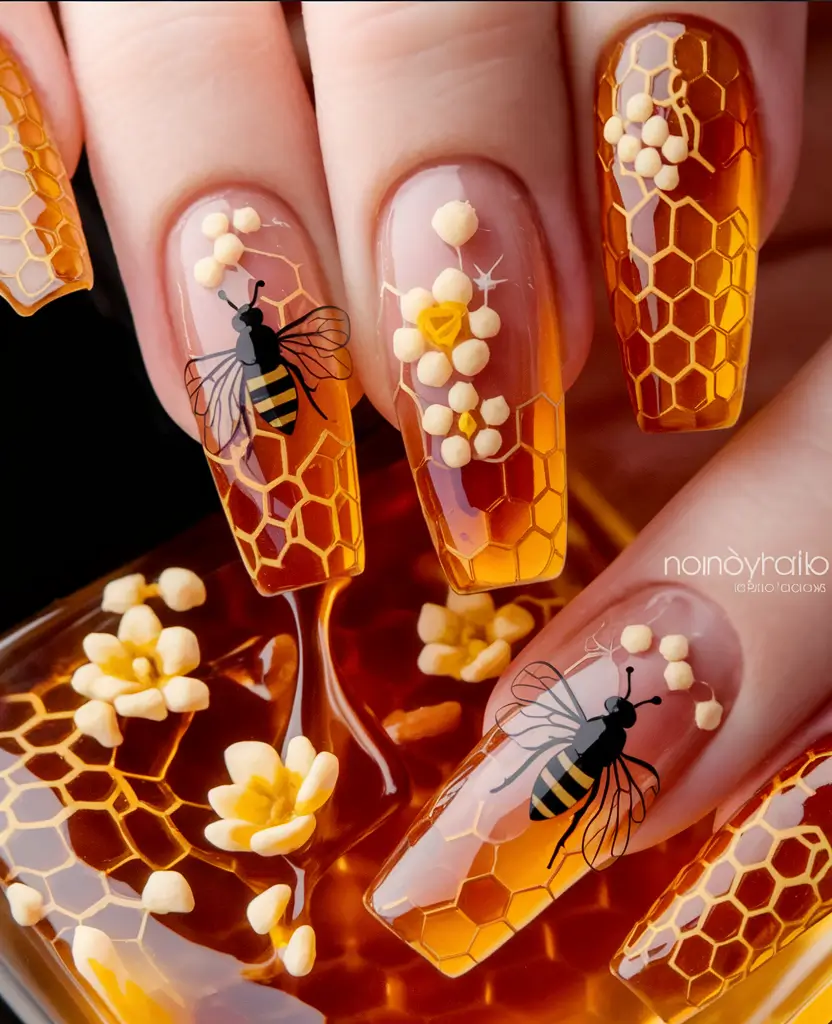 tropical vacation nails 2025 edition Honeycomb Haze