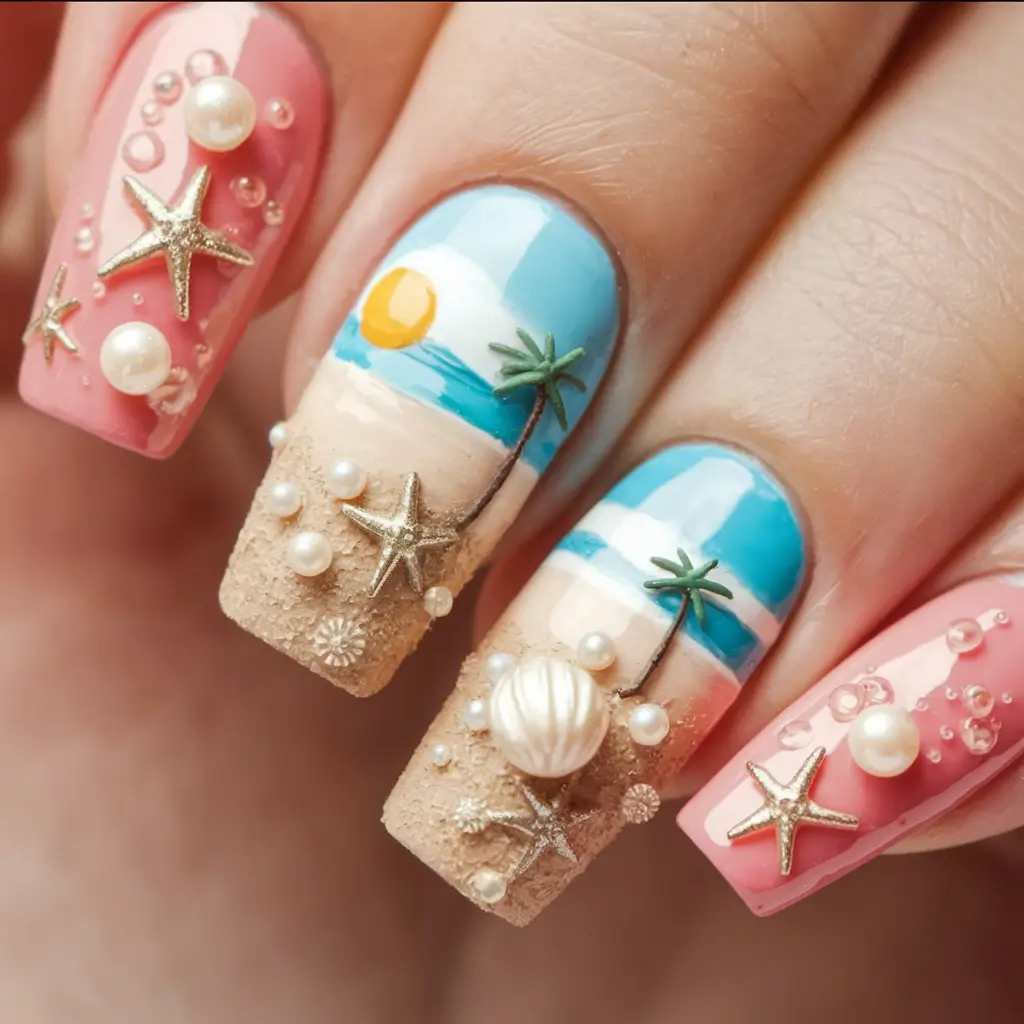 tropical vacation nails 2025 edition Treasure Shore