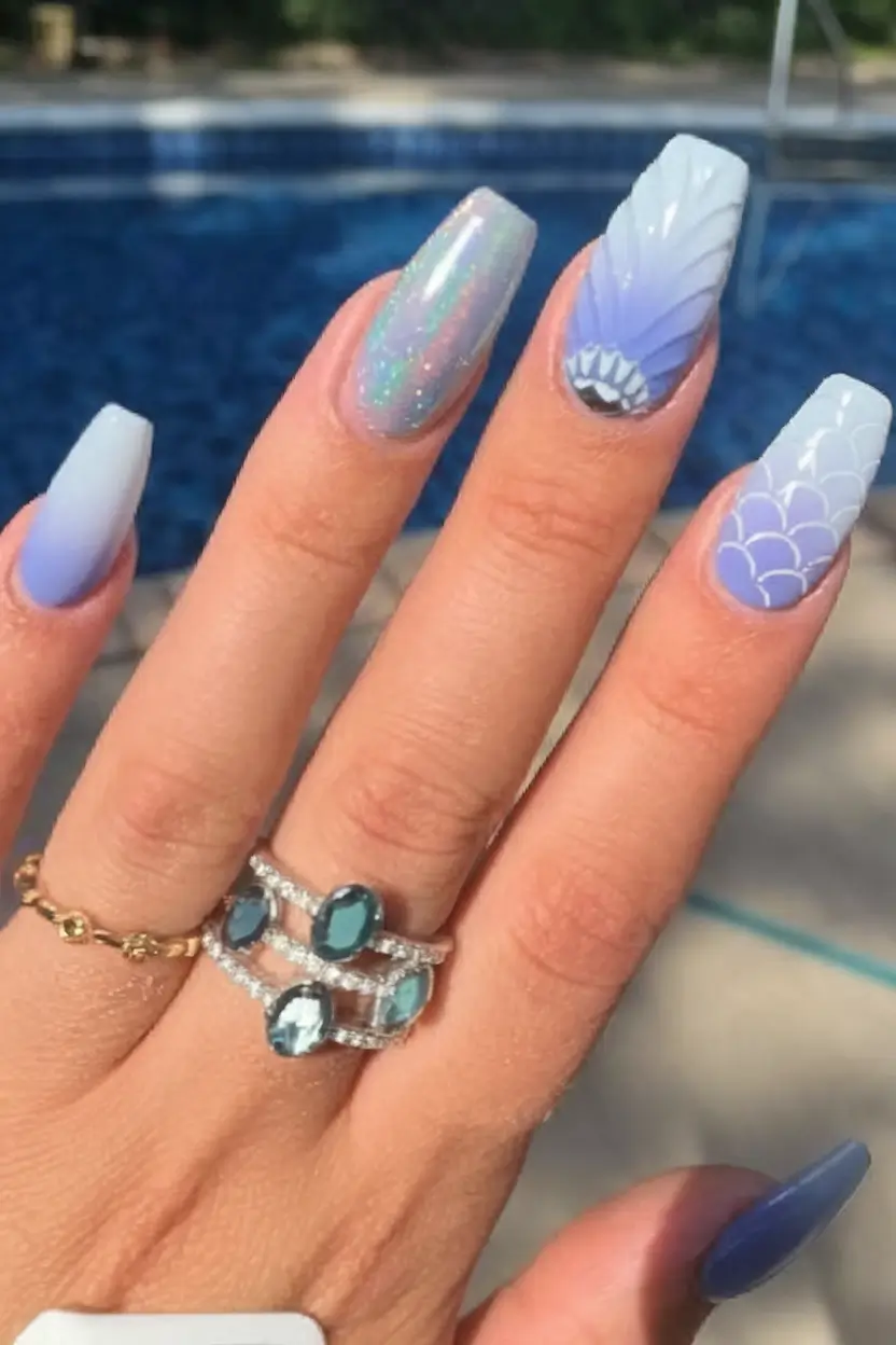 tropical vacation nails 2025 edition Mermaid’s Whisper
