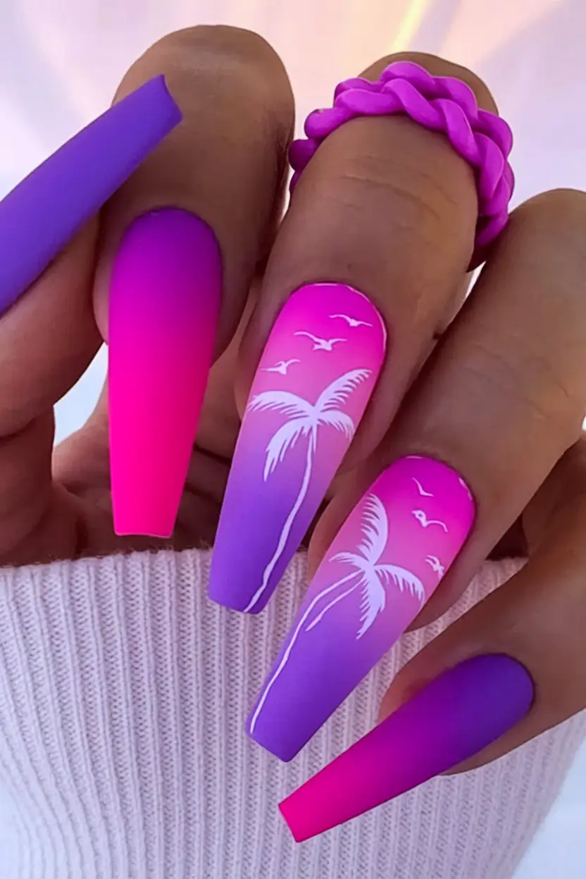 tropical vacation nails 2025 edition Palm Prism Fade