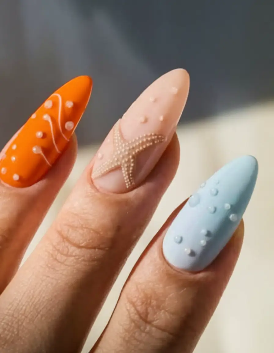 tropical vacation nails 2025 edition Sun-Kissed Sea Creatures