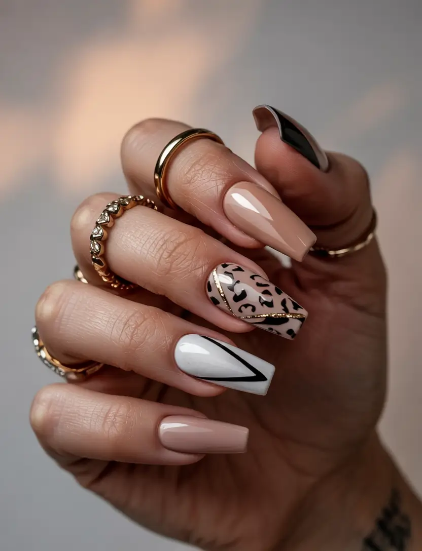 vacation nails summer 2025 Modern Neutral Safari