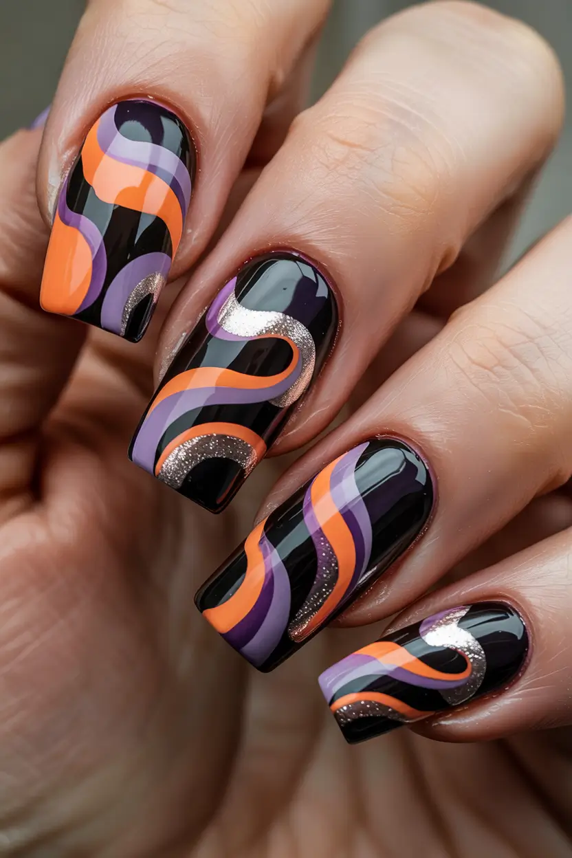 vacation nails summer 2025 Retro Glam Waves