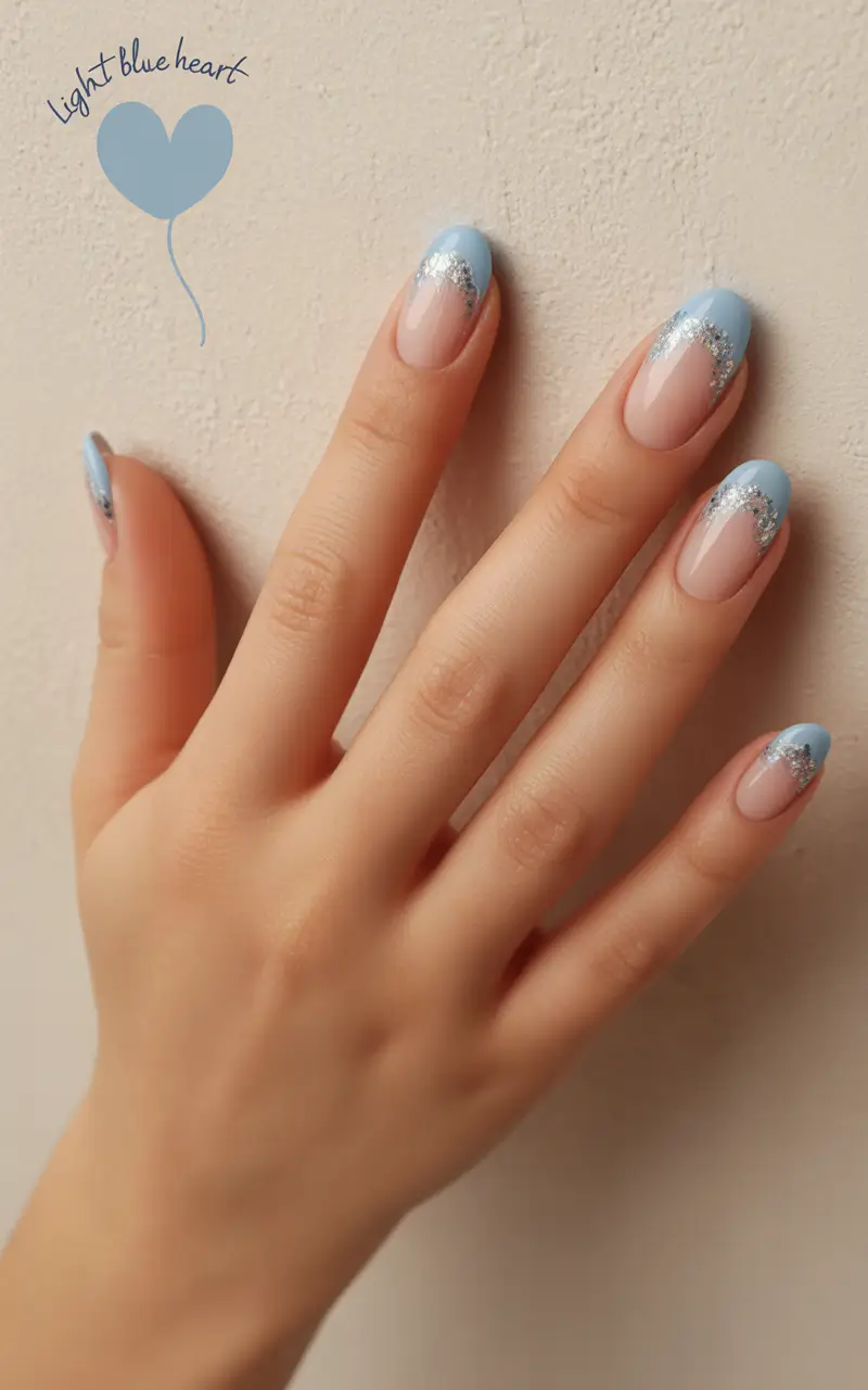 vacation nails summer 2025 Light Blue Horizon Tips