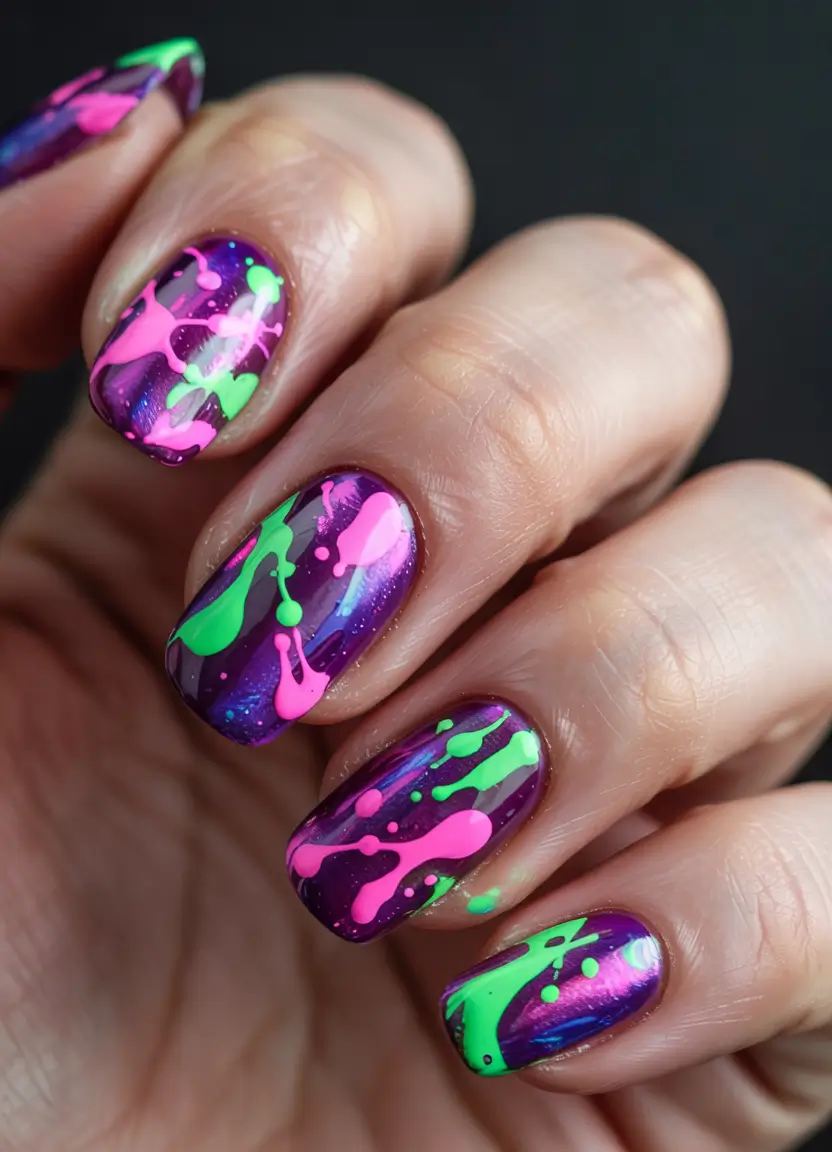 vacation nails summer 2025 Neon Splash Party