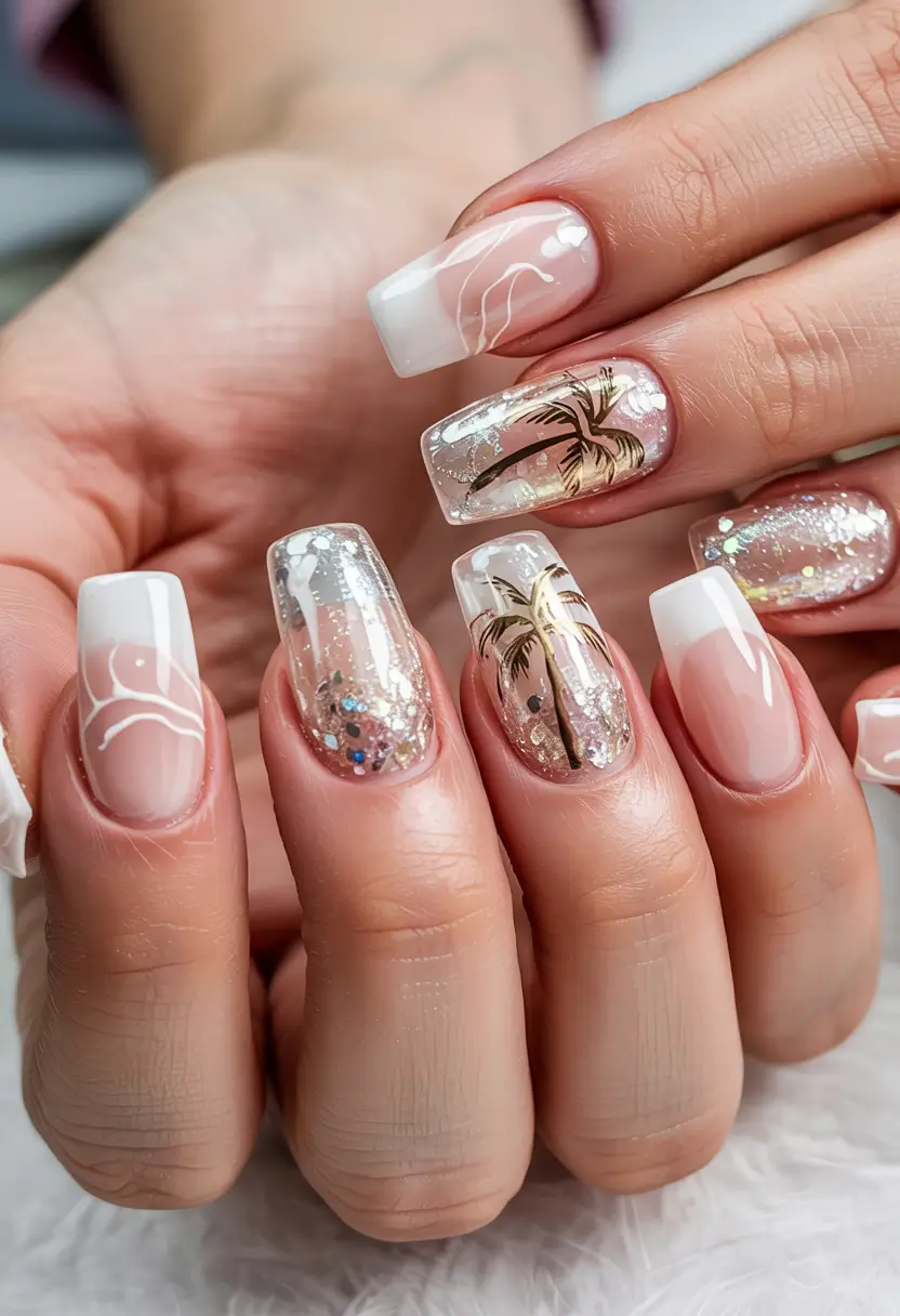 vacation nails summer 2025 Golden Hour Palm Dreams