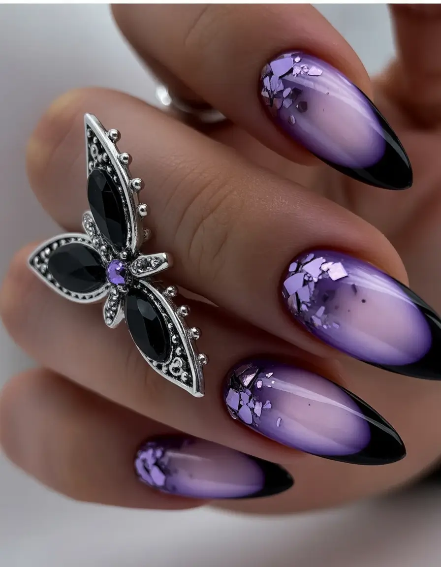 vacation nails summer 2025 Gothic Lavender Ombré