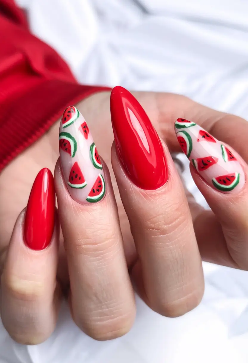 Vacation Ready Nails For Summer 2025 Juicy Red Meets Watermelon Charm