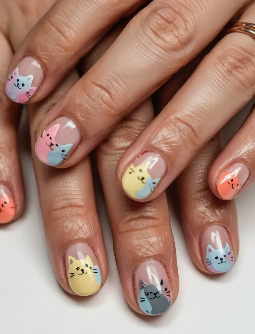 Whimsical Pastel Kitty Parade vacation-ready nails for summer 2025