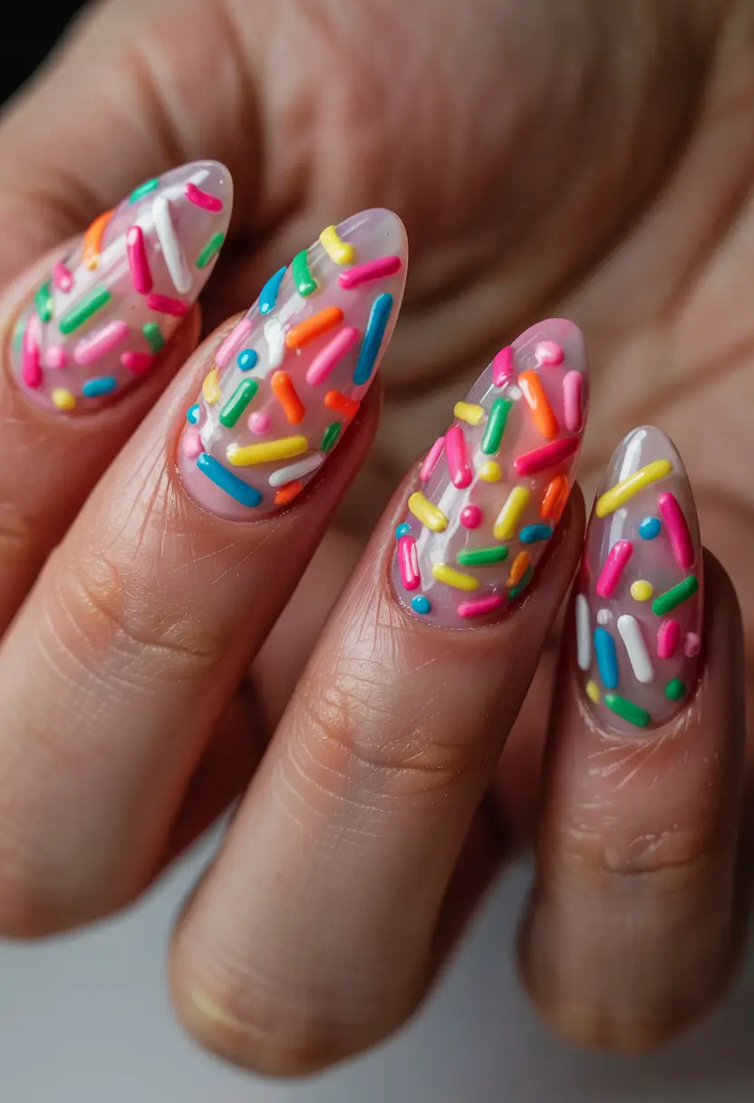 vacation-ready nails for summer 2025 Sprinkle Explosion for the Sweet Tooth