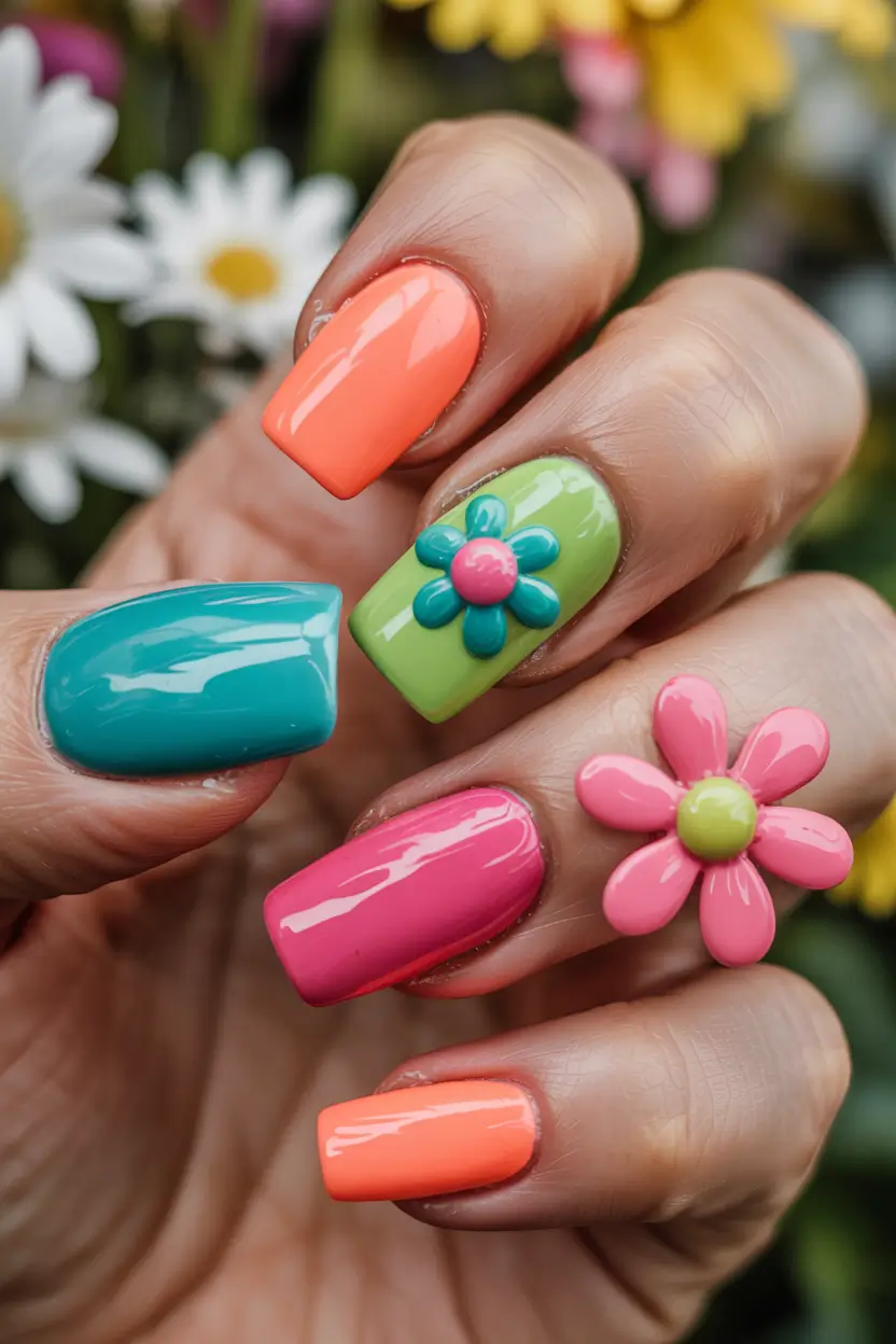 vacation-ready nails for summer 2025 Playful Garden Party Pop