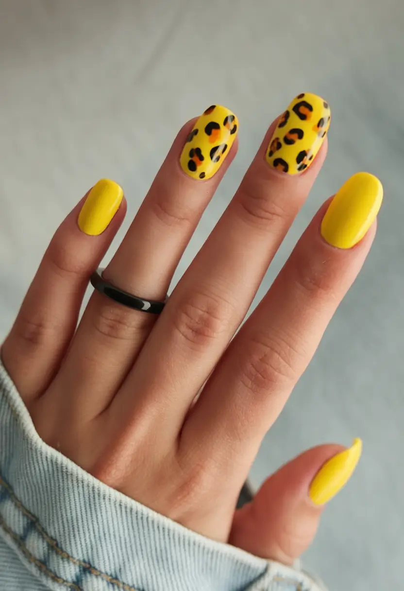 Yellow Nails That Scream Summer 2025 Leopard Love in Butter Yellow