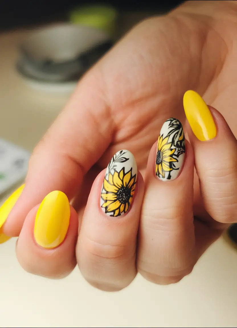 Yellow Nails That Scream Summer 2025 Sunflower Sketchbook Moment