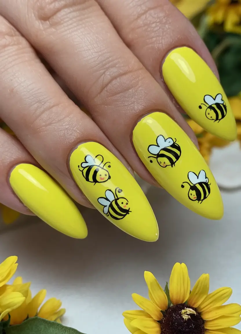 Yellow Nails That Scream Summer 2025 Bee Real, Bee Bright