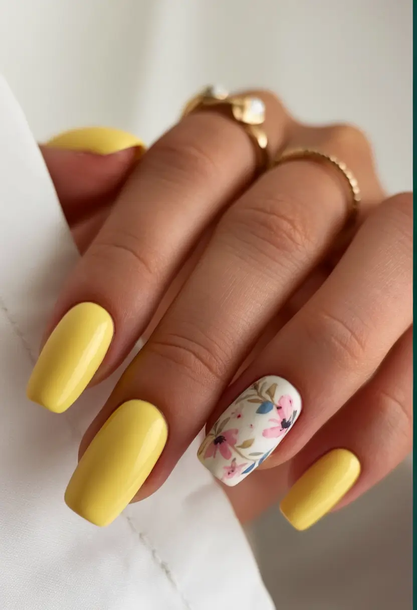 Yellow Nails That Scream Summer 2025 Butter Bloom with a Delicate Accent