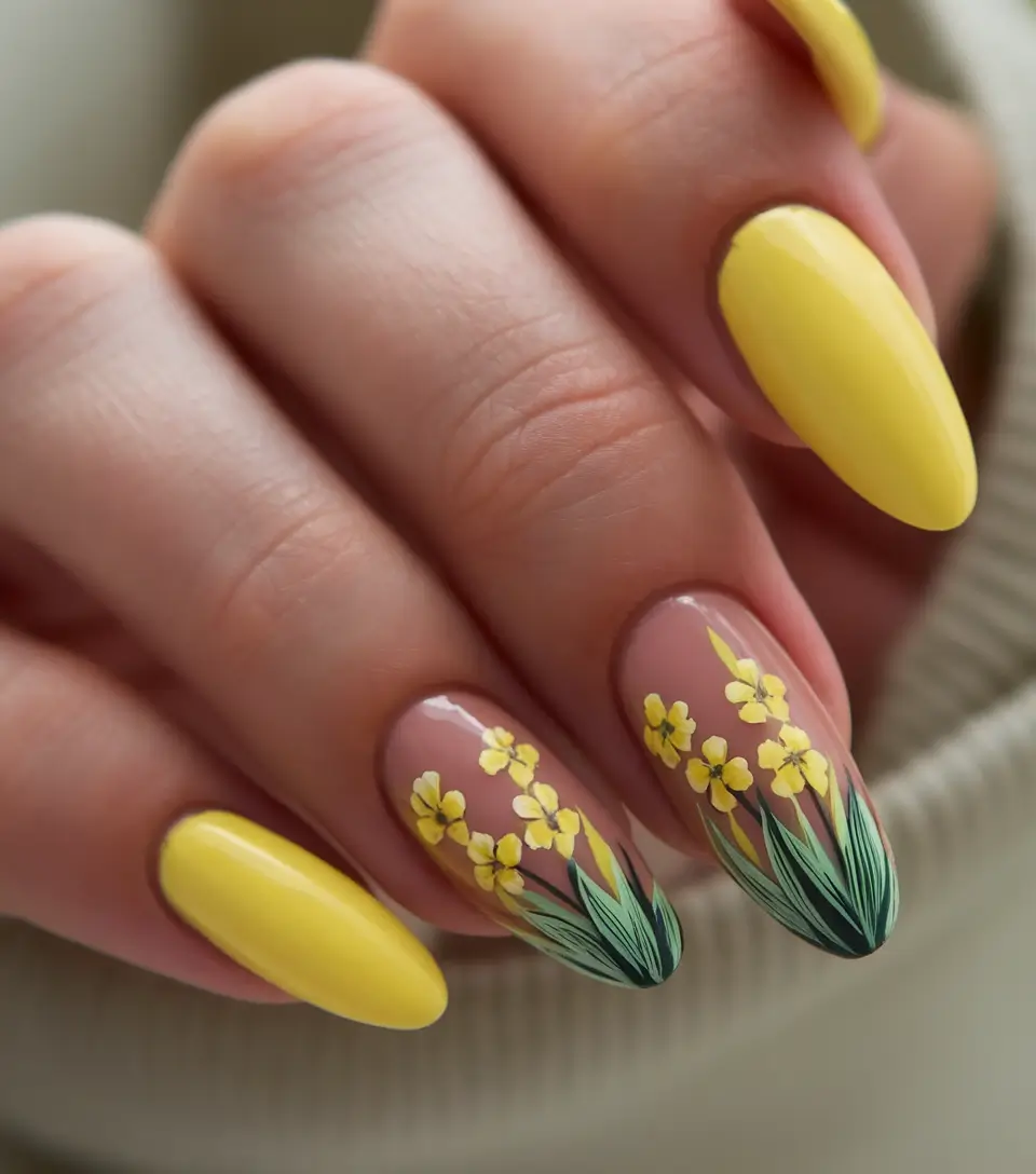 Yellow Nails That Scream Summer 2025 Sunny Wildflowers Meet Modern Art