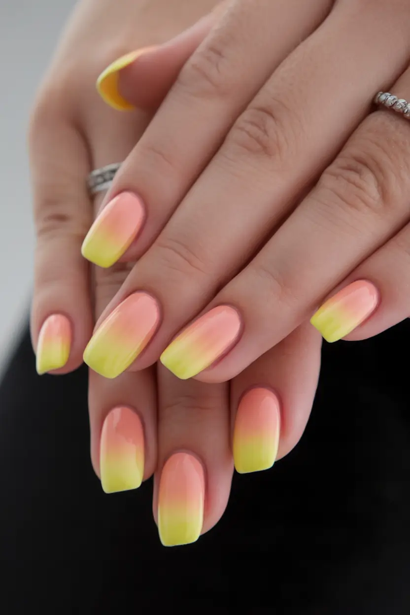Yellow Nails That Scream Summer 2025 Tutti Frutti Ombre Feels