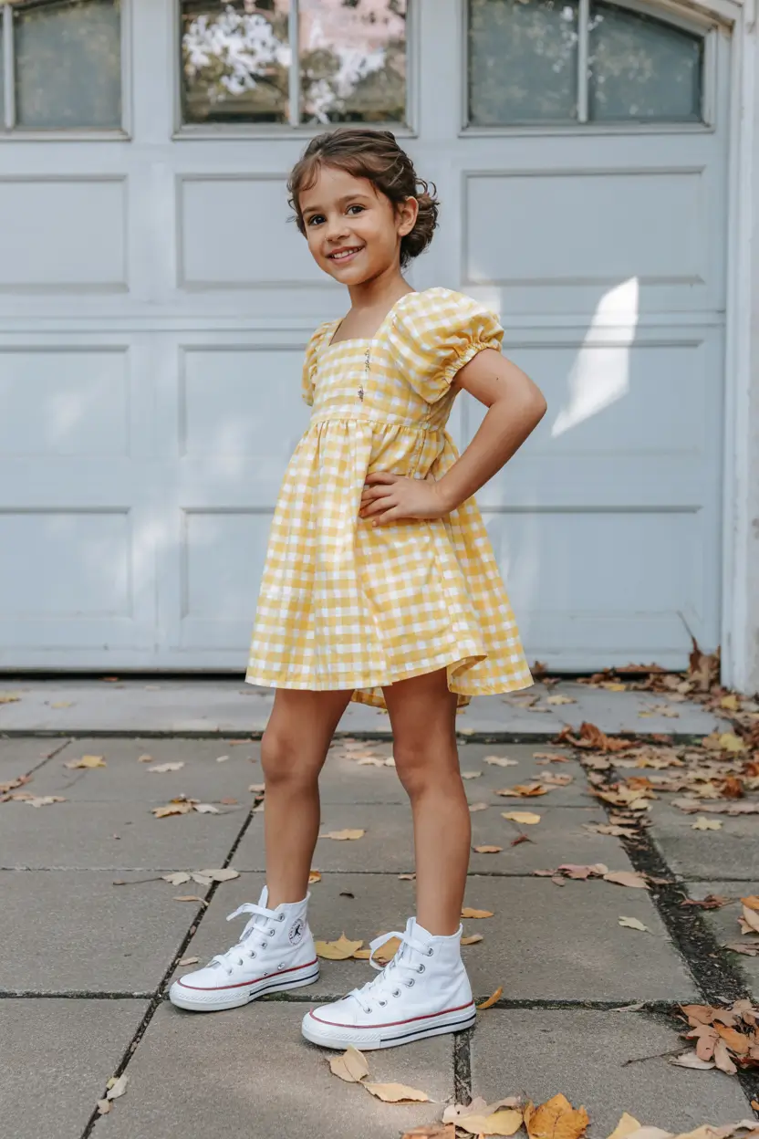 cute school outfits 2025 Sunshine Gingham for School Days