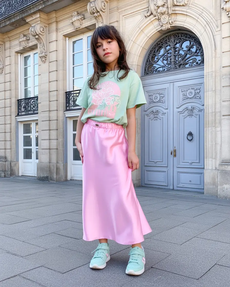cute school outfits 2025 Satin Skirt Street Chic