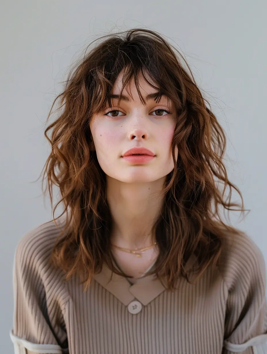 first day of school hairstyles 2025 Shaggy Layers with Soft Bangs