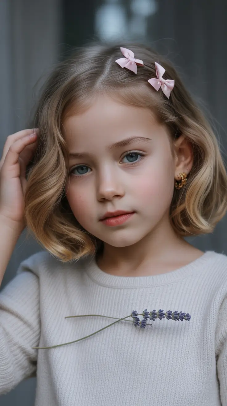 first day of school hairstyles 2025 Soft Waves with Mini Bows