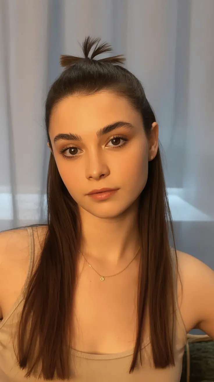 first day of school hairstyles 2025 Mini Top Knot with Sleek Lengths