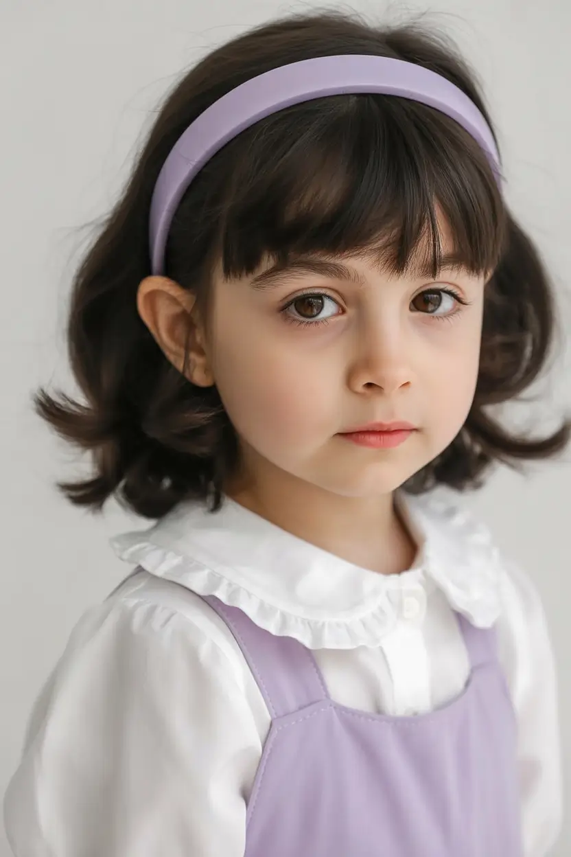 first day of school hairstyles 2025 Short Bob with Lilac Headband