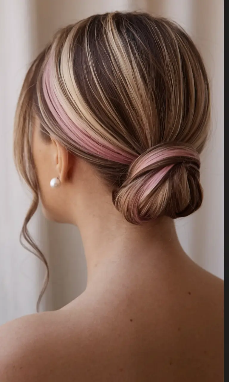 first day of school hairstyles 2025 Pastel Peekaboo Low Bun